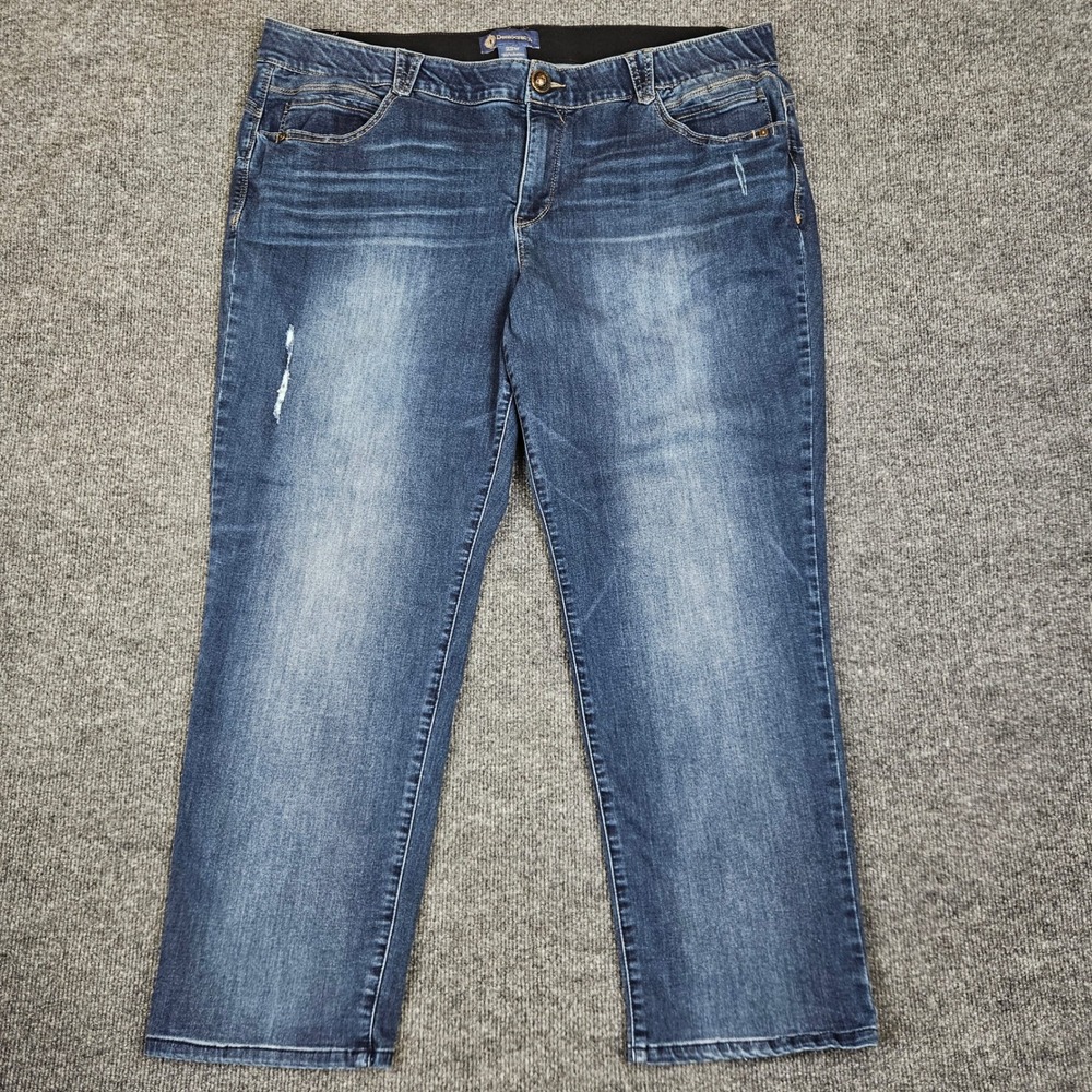 Democracy Ab Solution Straight Leg Jeans Women's 22W Dark Wash High Rise Stretch